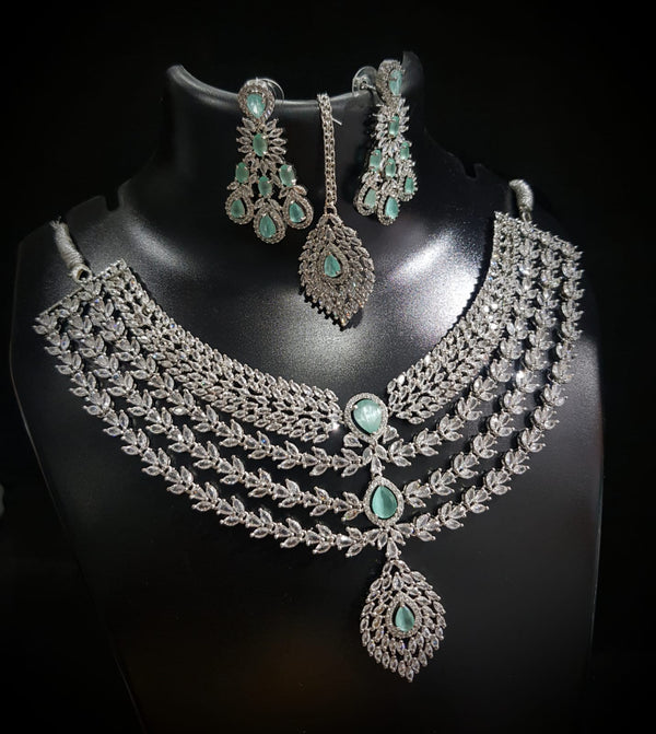 Layer Necklace and Earring  Fore head tika Jewellery set