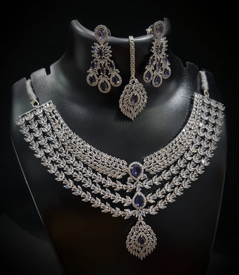 Layer Necklace and Earring  Fore head tika Jewellery set