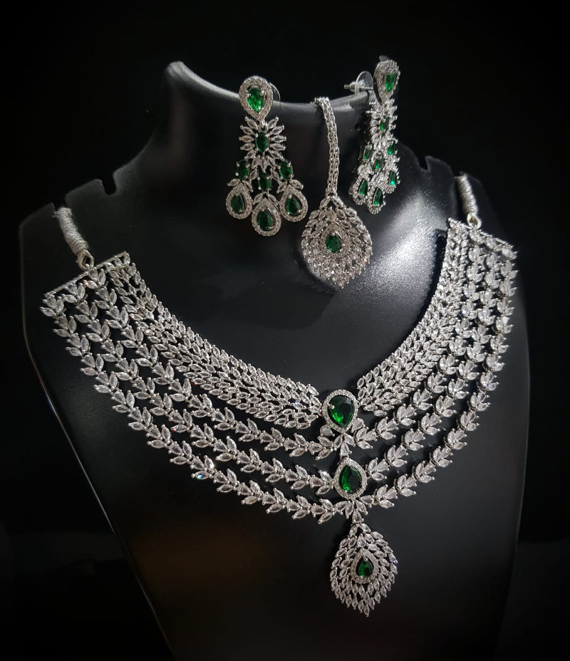 Layer Necklace and Earring  Fore head tika Jewellery set