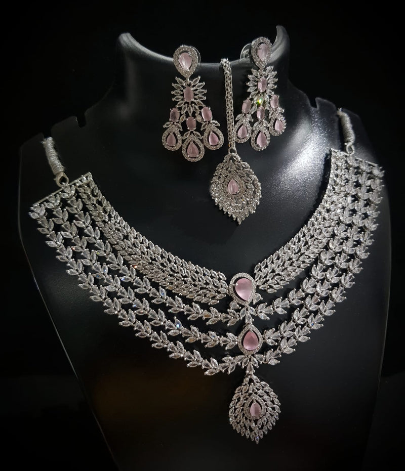 Layer Necklace and Earring  Fore head tika Jewellery set