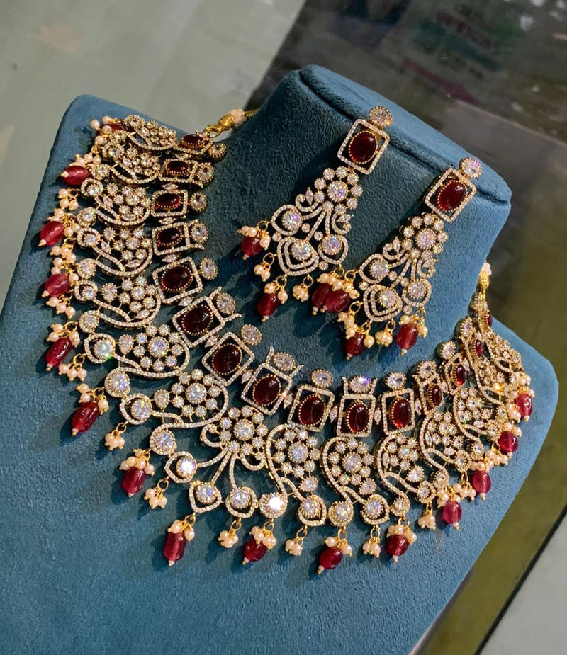 Burgundy Exclusive Red Bridal Earrings Necklace chocker set