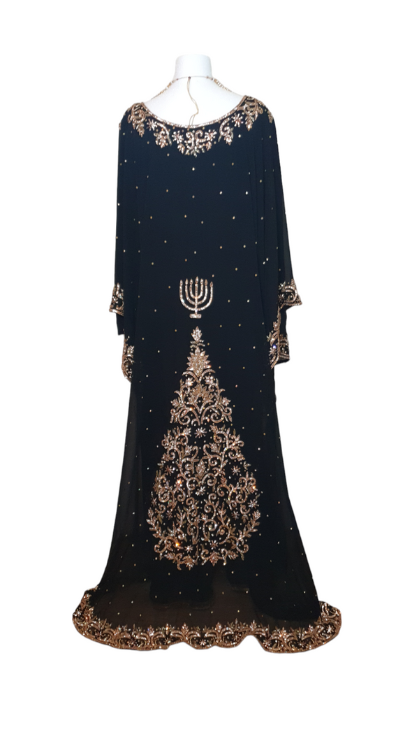 Gown with Luxurious Hand Embellish Menorah Cape Shawl