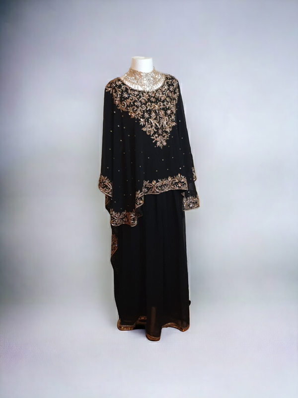 Gown with Luxurious Hand Embellish Menorah Cape Shawl