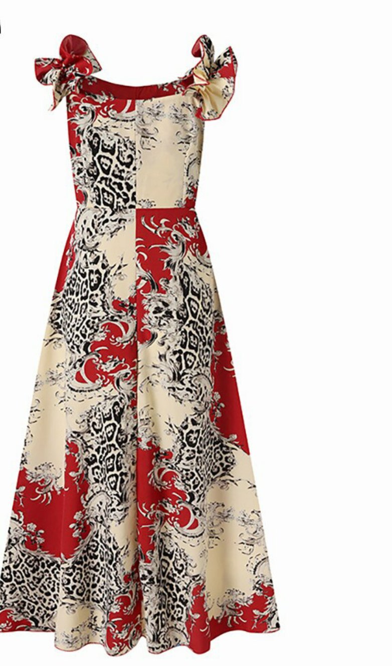 Printed Ruffled Sleeveless  Maxi Dresses 3 colours