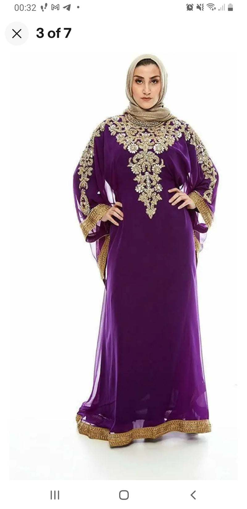 Gold Lining Kaftan Gown