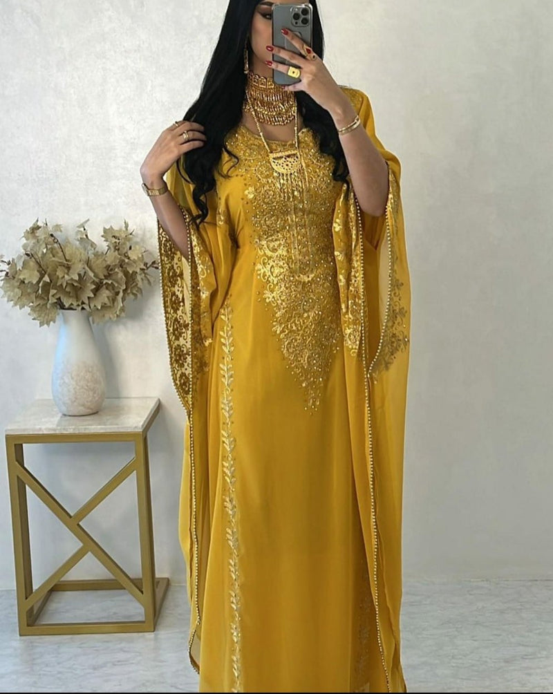 Embroided Bead Border Kaftan Collection