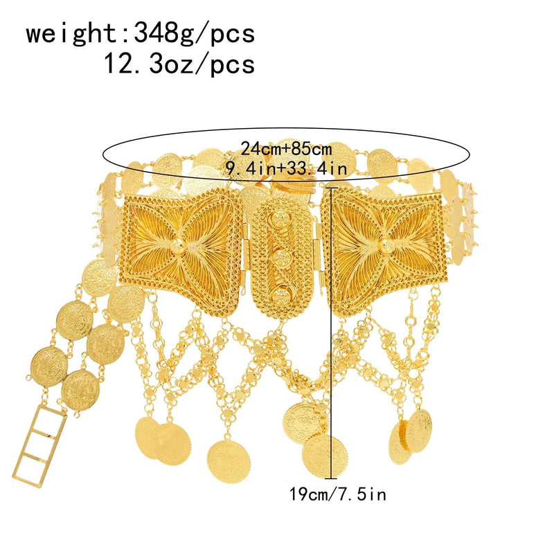 Golden Coins Metal Belts Waist Chains