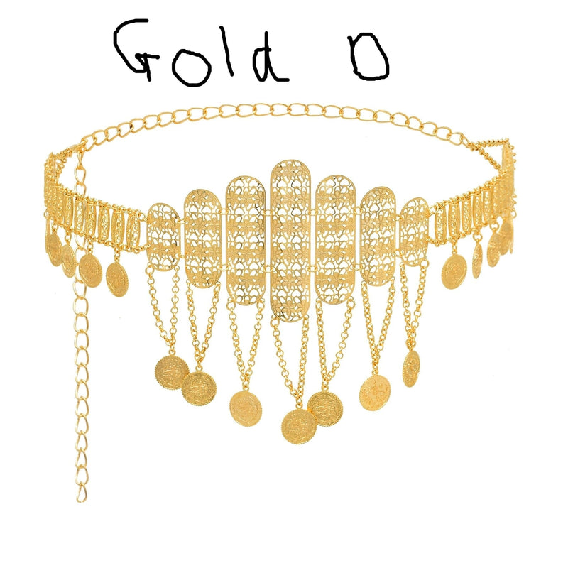 Golden Coins Metal Belts Waist Chains