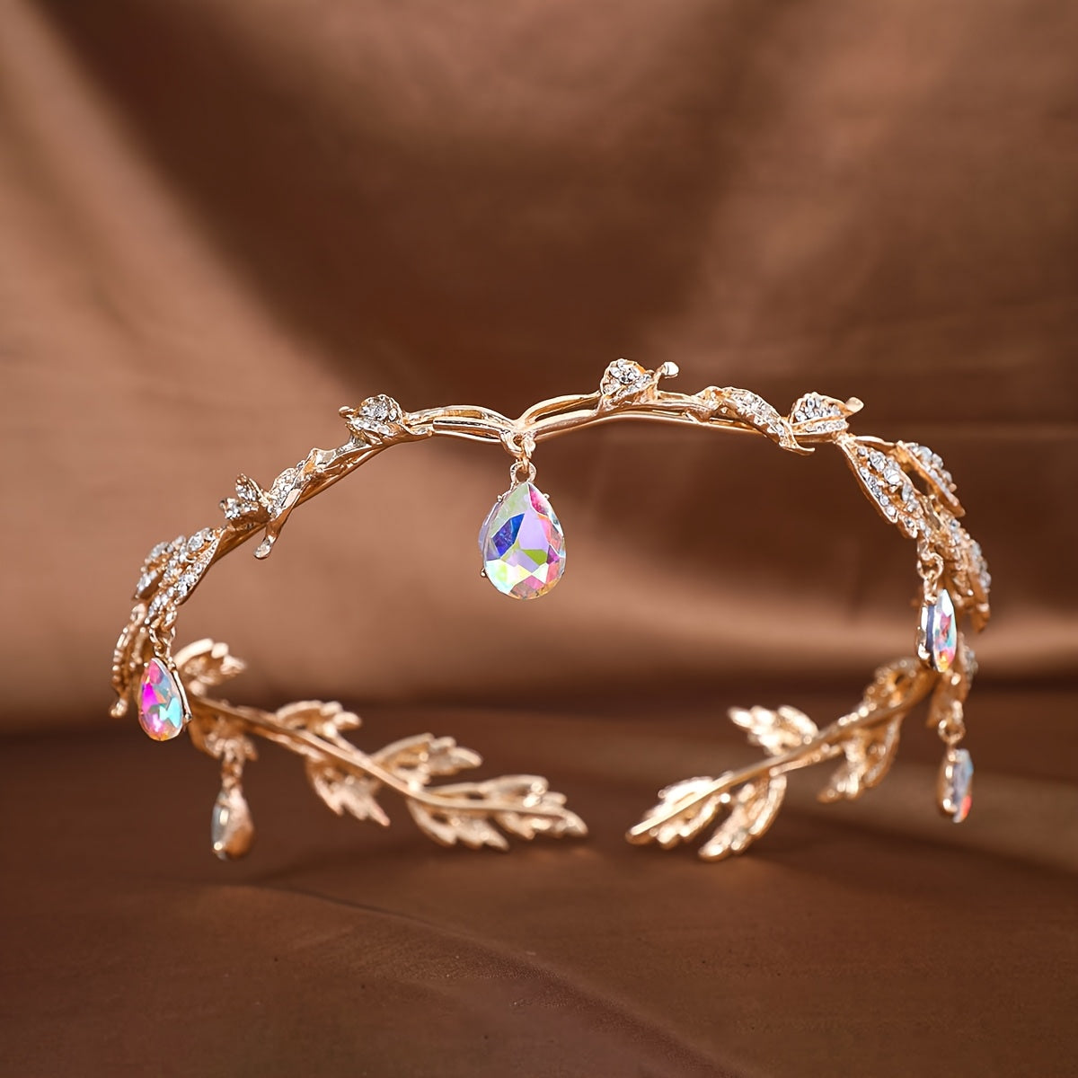 Baroque Rhinestone Crown Headband Bridal Wedding Hair fore head Accessory diadem tiara