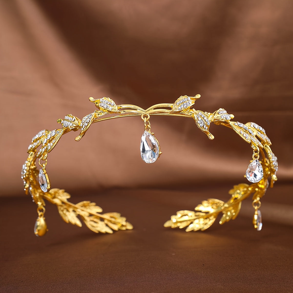 Baroque Rhinestone Crown Headband Bridal Wedding Hair fore head Accessory diadem tiara