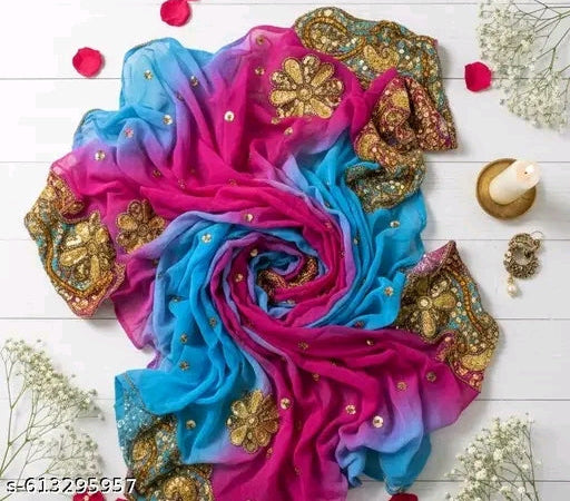Bling Headwraps Over 10 colours to choose from. Handmade ombré georgette dupattas with sequins, embroidery & heavy borders. Shop unique ethnic styles uk