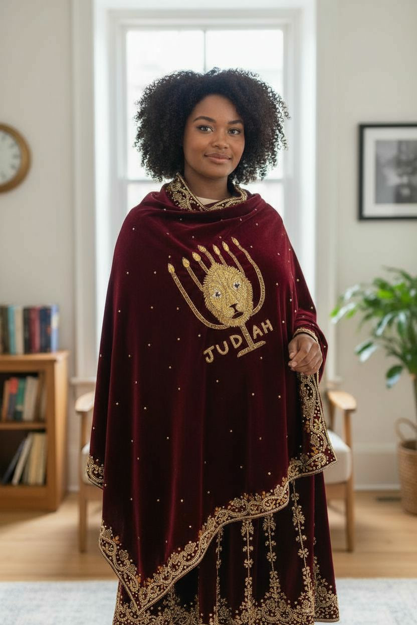 12 Tribe Logo Velvet Hand embroidery Headwrap Shawl