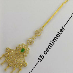 Crystal Tikka forehead jewellery Emerald Green gold stone