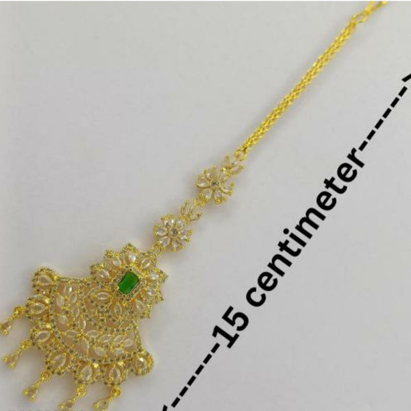 Crystal Tikka forehead jewellery Emerald Green gold stone