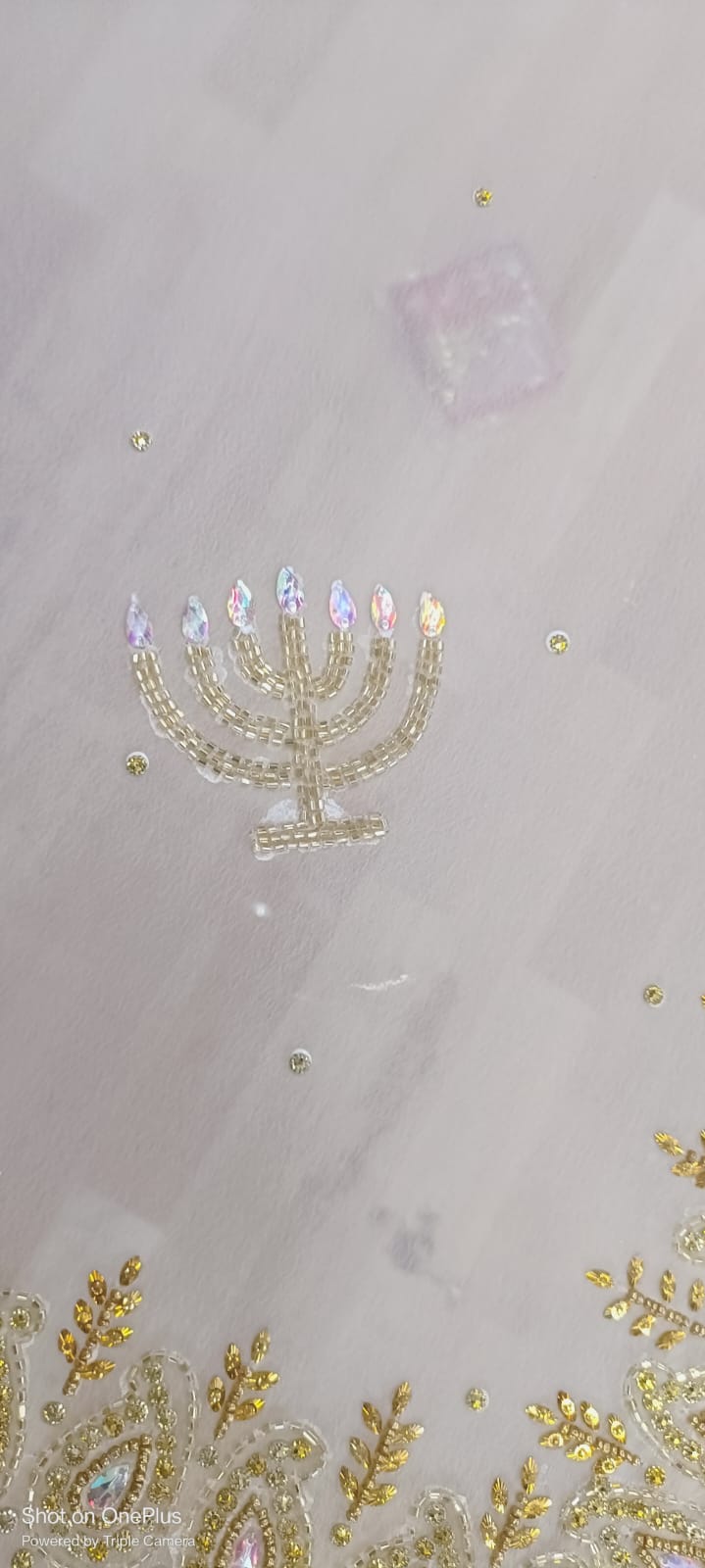 Royalty Israelite Menorah Veil Long Big Shawl Bride HeadWrap 12 tribes