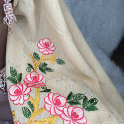 Flower embroided Rhinestone scarf