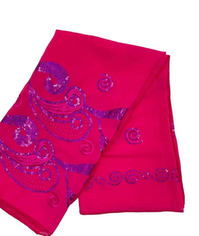 Paisley Sequin Embroidery Chiffon Soft Fabric Headwrap shawl