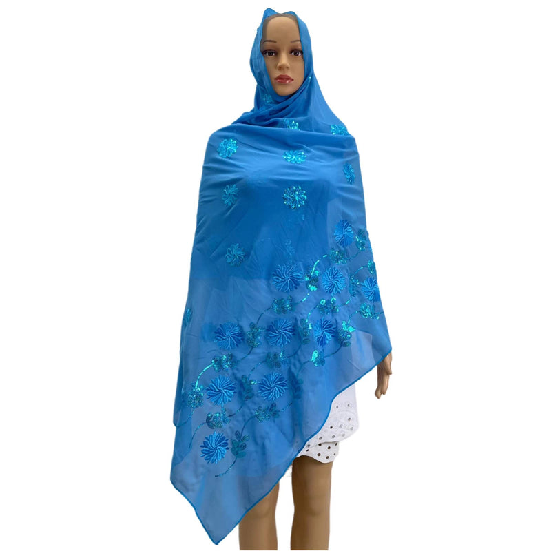 Soft Chiffon Fabric Sequins Embroidery Shawl Wrap