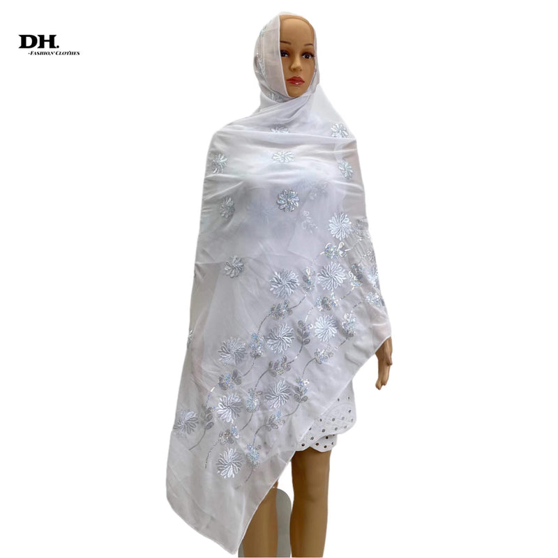 Soft Chiffon Fabric Sequins Embroidery Shawl Wrap