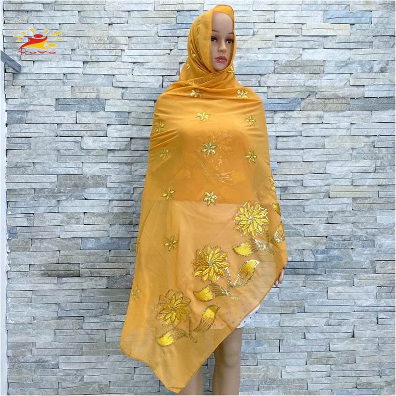 Beautiful  Flower Sequin Embroidery Chiffon Fabric Wrap shawl