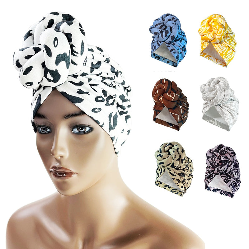 Pre-Made Knotted Tied Head Wrap Wrapped Cap