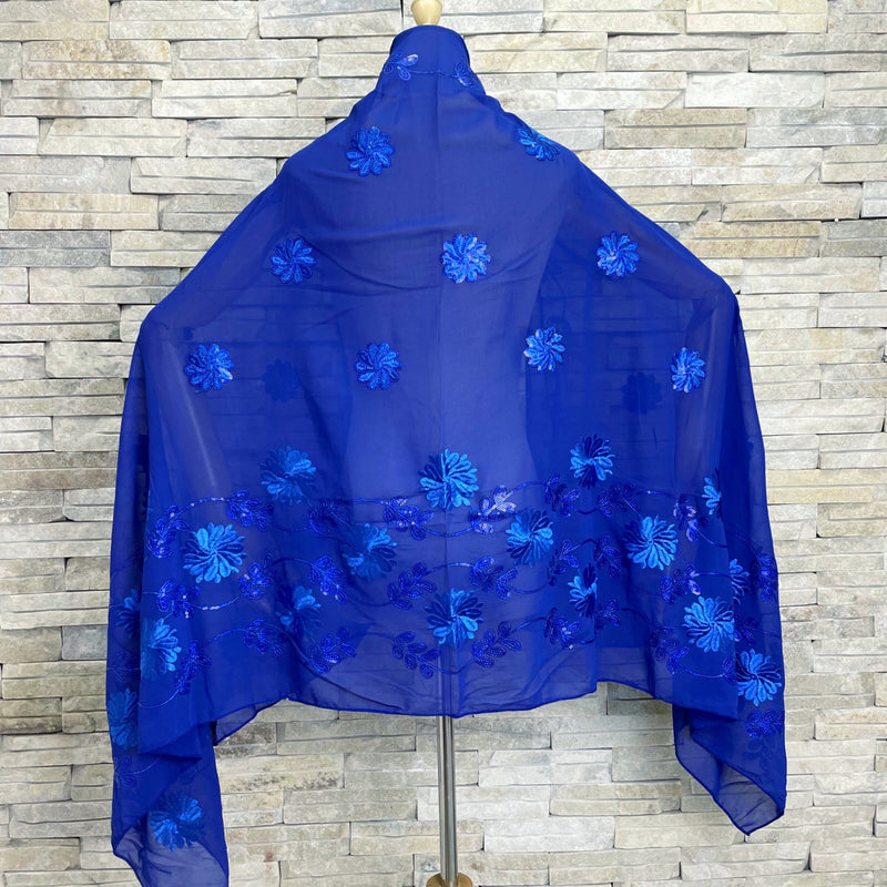 Soft Chiffon Fabric Sequins Embroidery Shawl Wrap