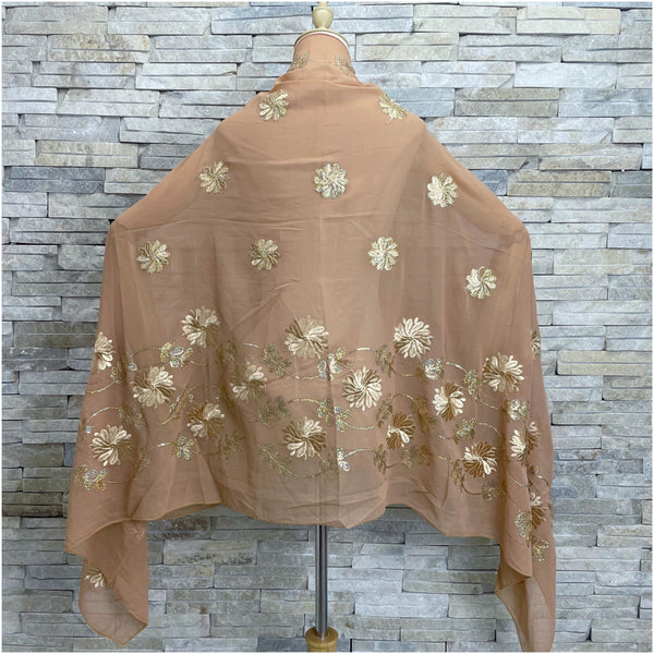 Soft Chiffon Fabric Sequins Embroidery Shawl Wrap