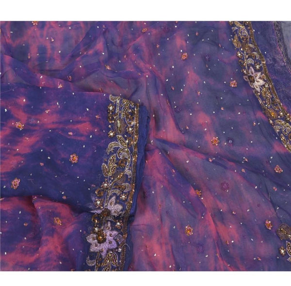 Hand Tied Dye embroided Purple Long 100% Fabric Scarf