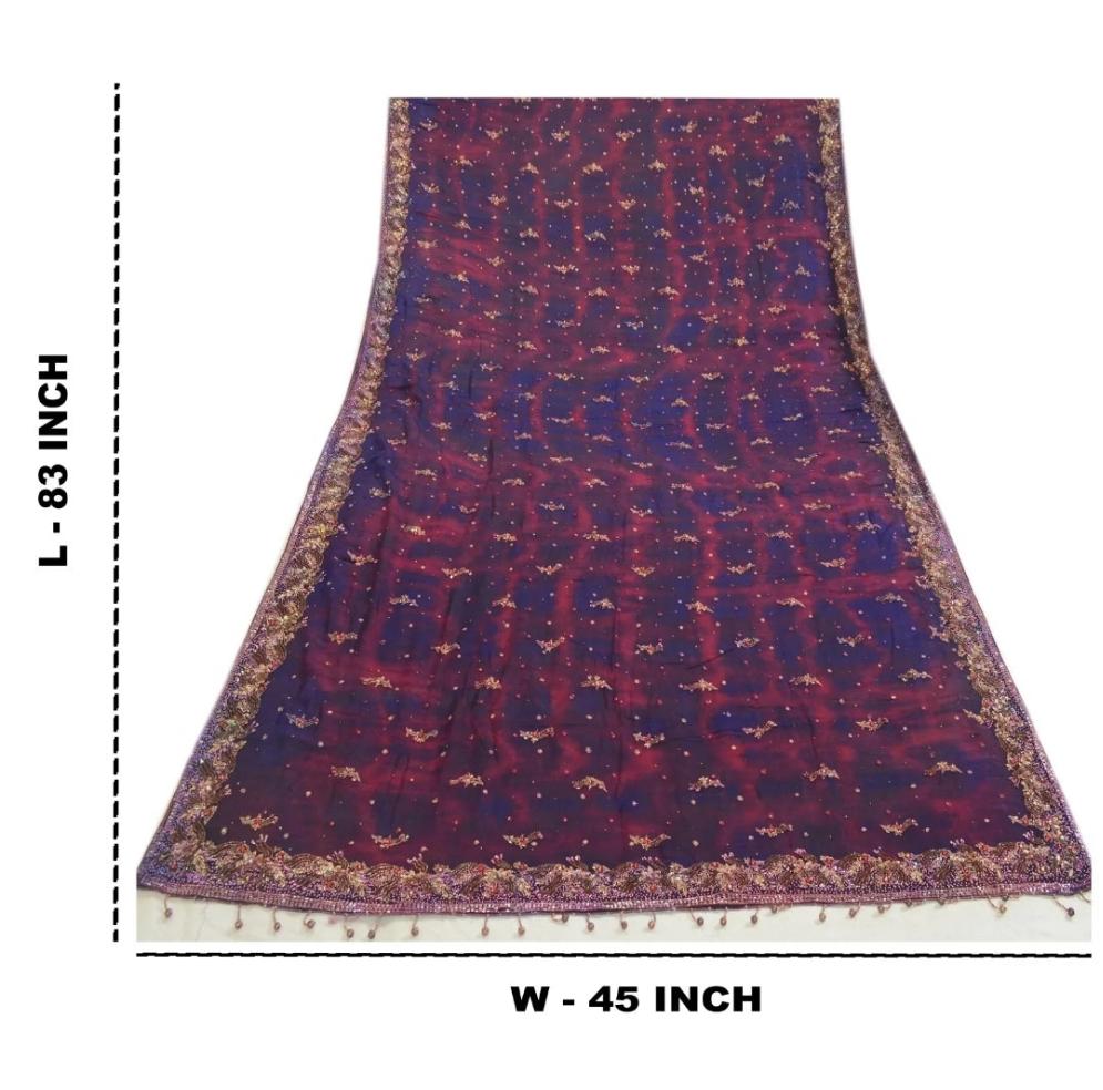 Purple and Gold BeadedTassel100% Fabric Scarf