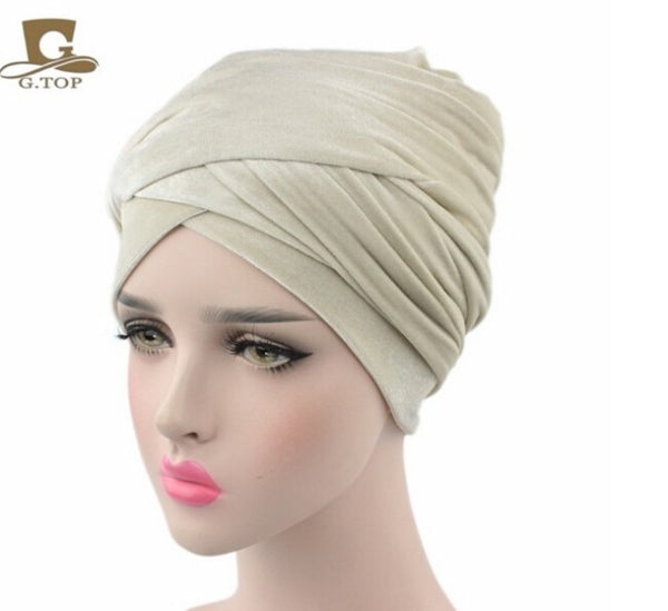 Pleated Velvet Head Wrap Long tube