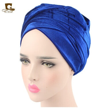 Pleated Velvet Head Wrap Long tube