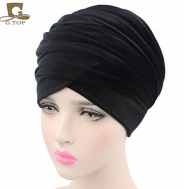 Pleated Velvet Head Wrap Long tube