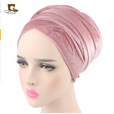 Pleated Velvet Head Wrap Long tube