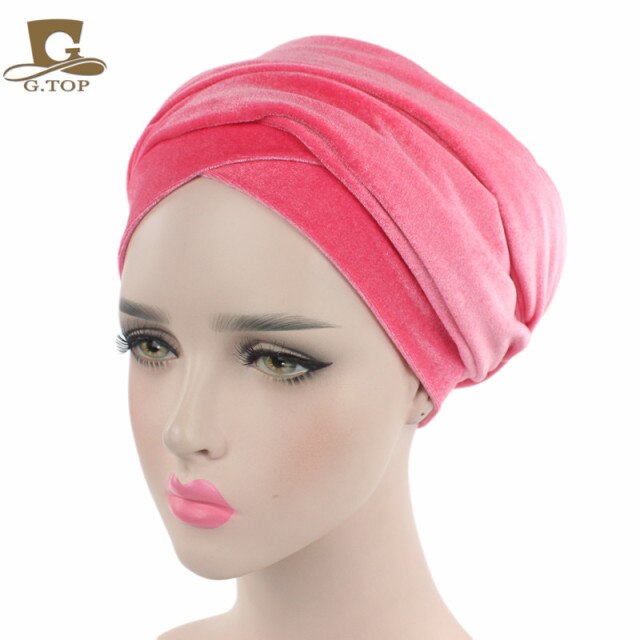 Pleated Velvet Head Wrap Long tube