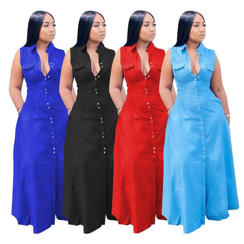 Plus Size V Neck Overall Maxi Dress