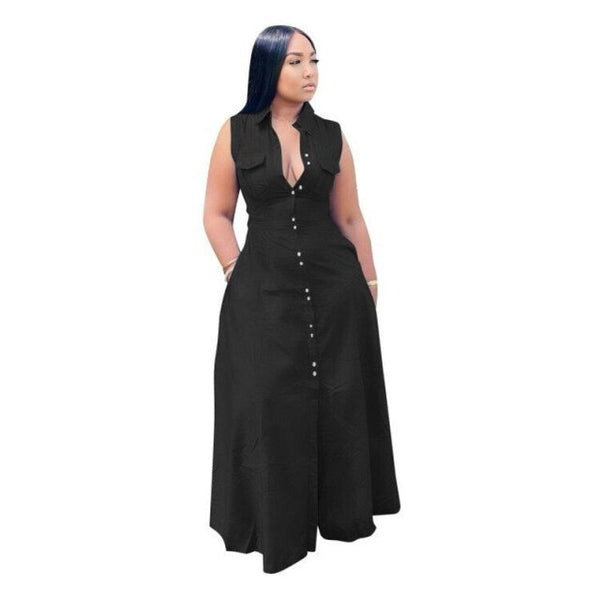 Plus Size V Neck Overall Maxi Dress