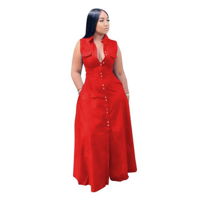 Plus Size V Neck Overall Maxi Dress