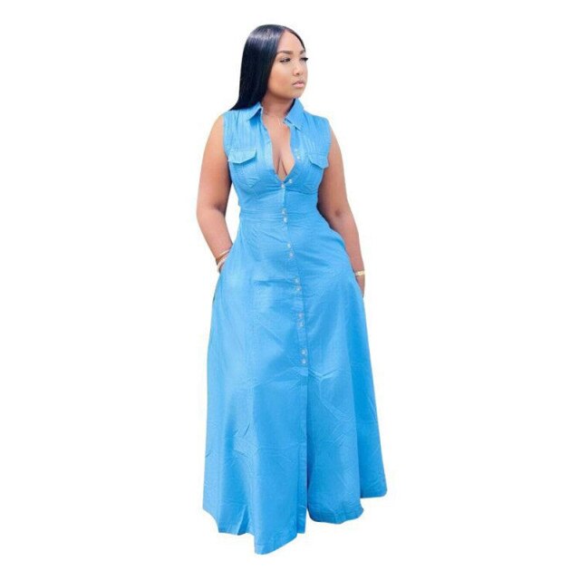 Plus Size V Neck Overall Maxi Dress