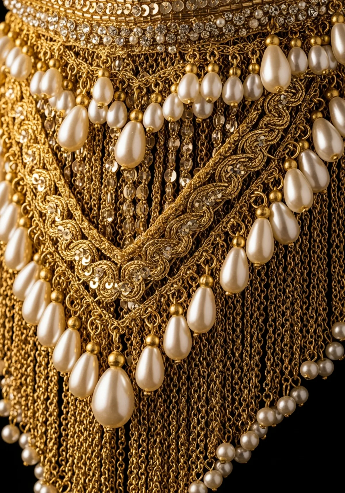 Gold ornamental beaded fringe